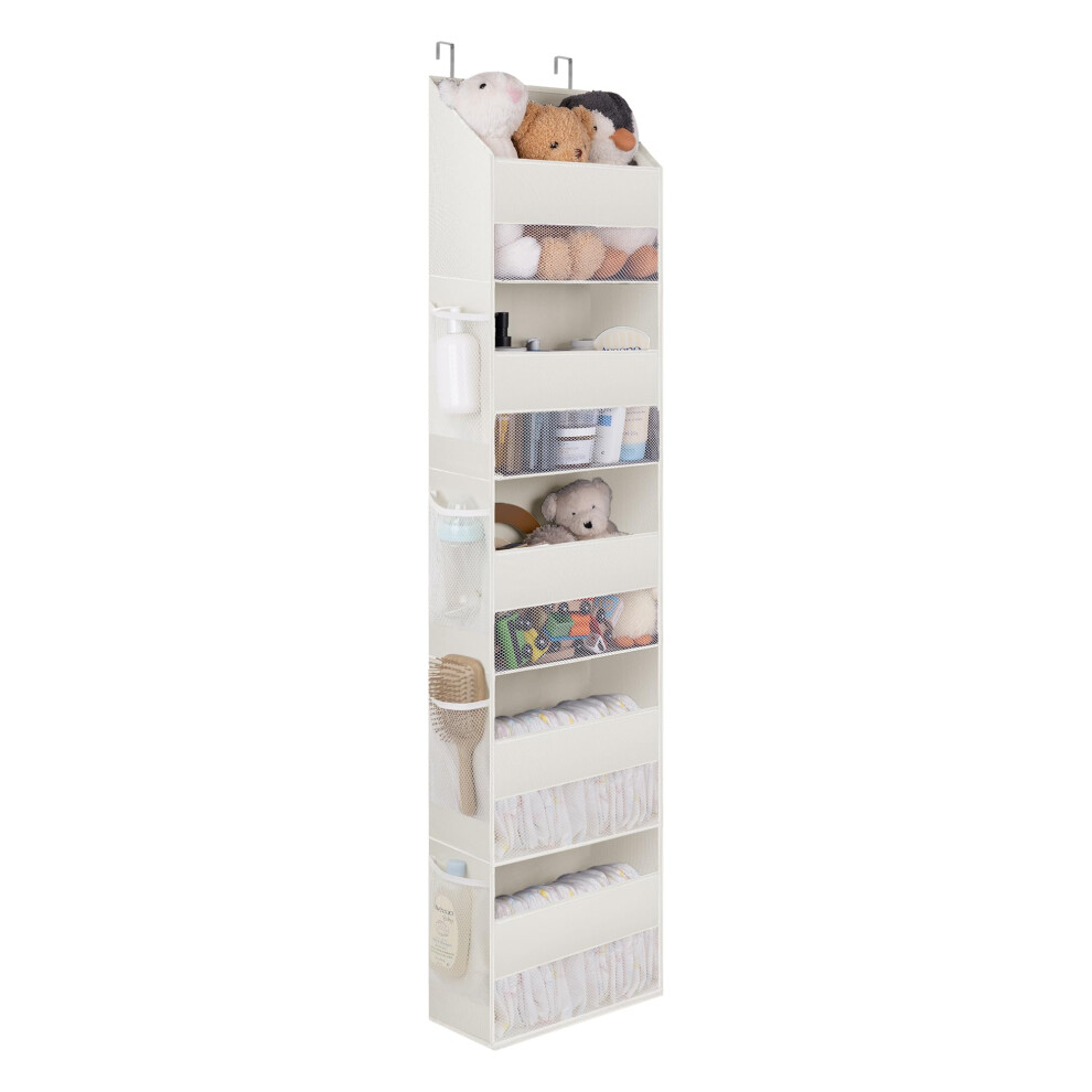 5-Shelf Over Door Storage Organiser, Pack Of 1 Back Of Door Hanging Organiser Anti Tilt Overdoor Hanging Storage Shelf With 8 Side Beige Granny Says
