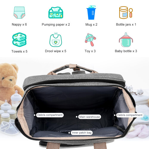 Baby Changing Bag Backpack, Portable Nappy Changin 1