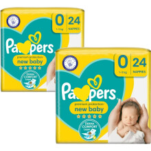 Newborn Nappies Bundle, 2 Packs of Size 0 Premium Protection, Total of 48 Size 0 New Born Nappies AFG Supplies Bundle
