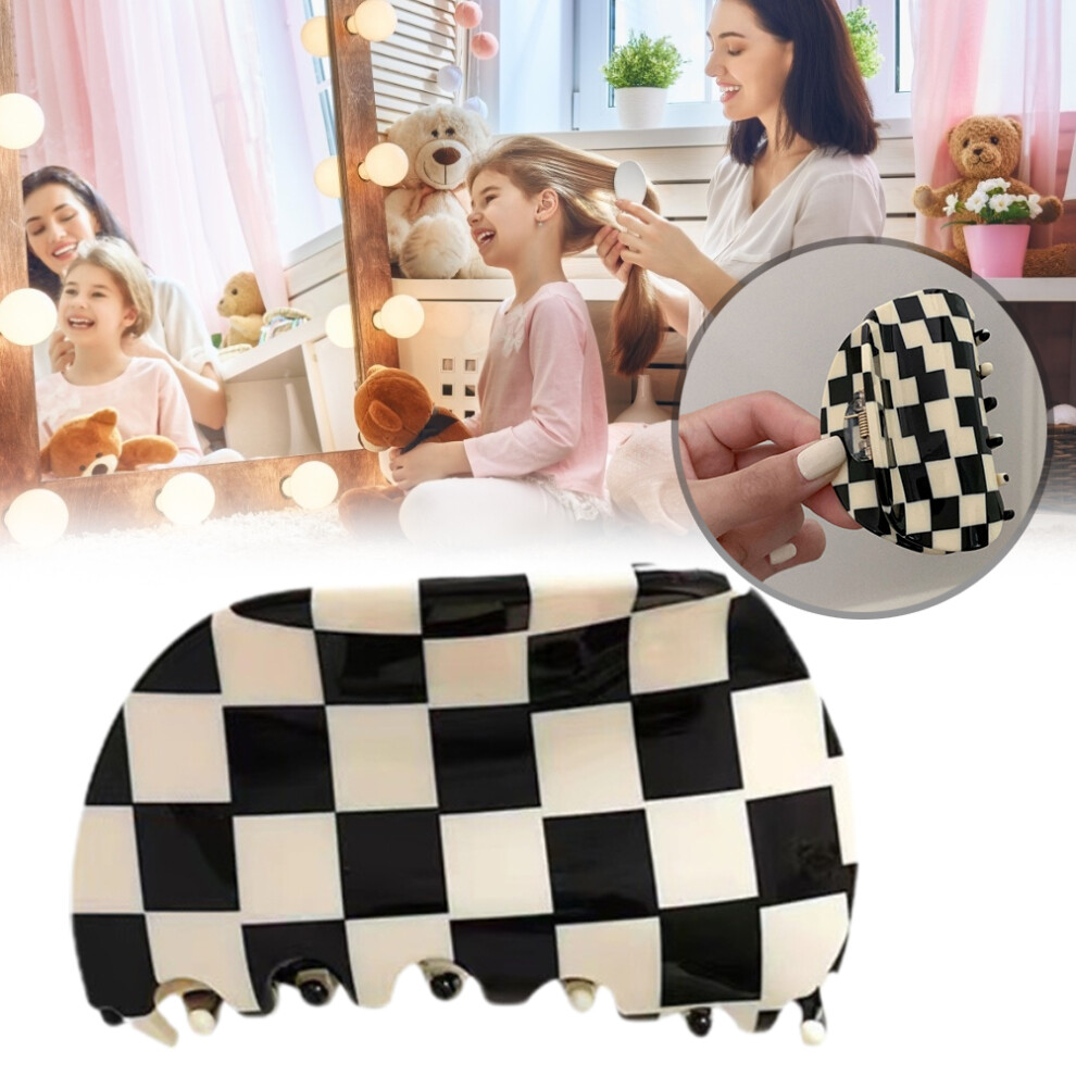 Trendy Hair Jaw Clips, Advanced Acetate Material Checker Hair Accessories for Women, Stylish and Durable Claw Clips for Everyday Wear (Set of Two)