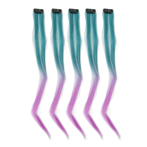 Σετ extensions μαλλιών Instant Highlight Υψηλής ποιότητας συνθετικές ίνες με πολύχρωμα κλιπ 2