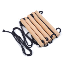 Strength Building Rope Ladder For Playgrounds, Wooden Climbing Structure With Cotton Ropes That Boost Balance And Coordination In Children And Adults