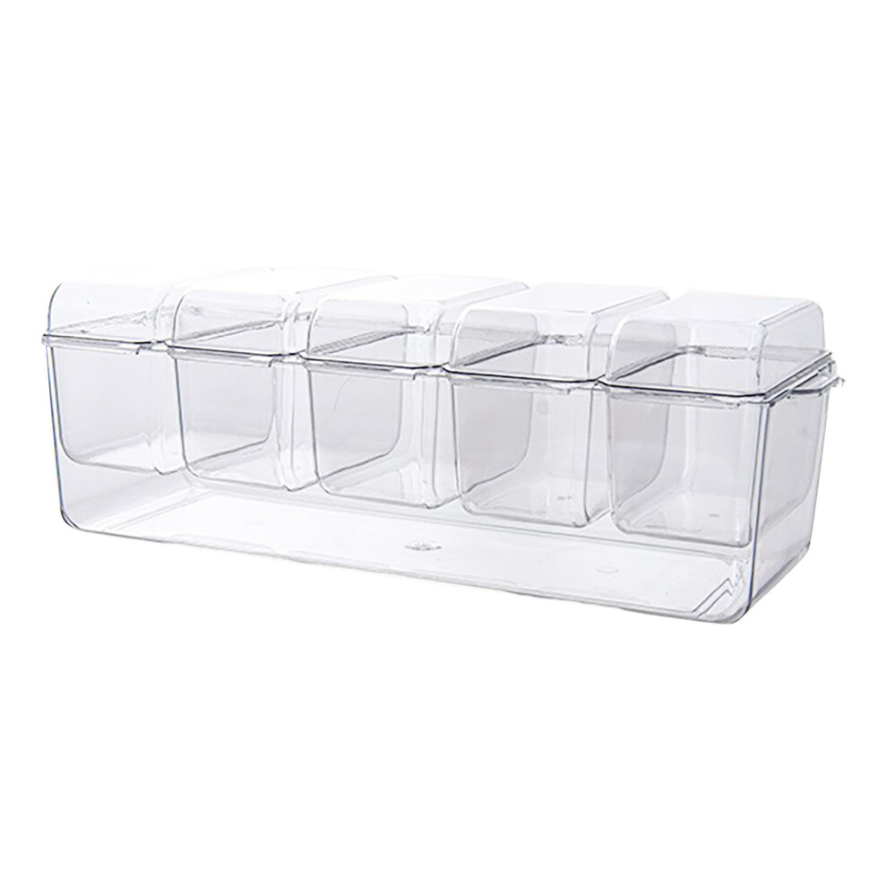 Chilled Bar Top Food Station With Lid, Ice Chamber Condiment Tray With Removable Compartments, 5-Slot Garnish Serving Tray For Condiment Server 9165521318339