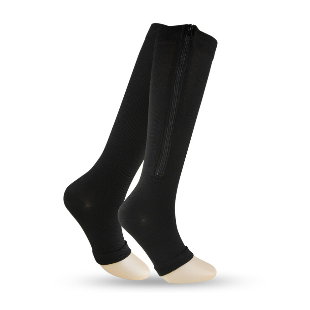 Open Toe Compression Stocking for Legs, Support Socks for Varicose Veins with Graduated Compression 20-30mmHg, Knee High Compression Socks with