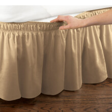 Bed Skirt with Adjustable Elastic Belt for Twin Full Beds, 14 Inch Drop Wrap Around Dust Ruffle, Easy Fit Design for Hiding Box Spring, Colourfast,