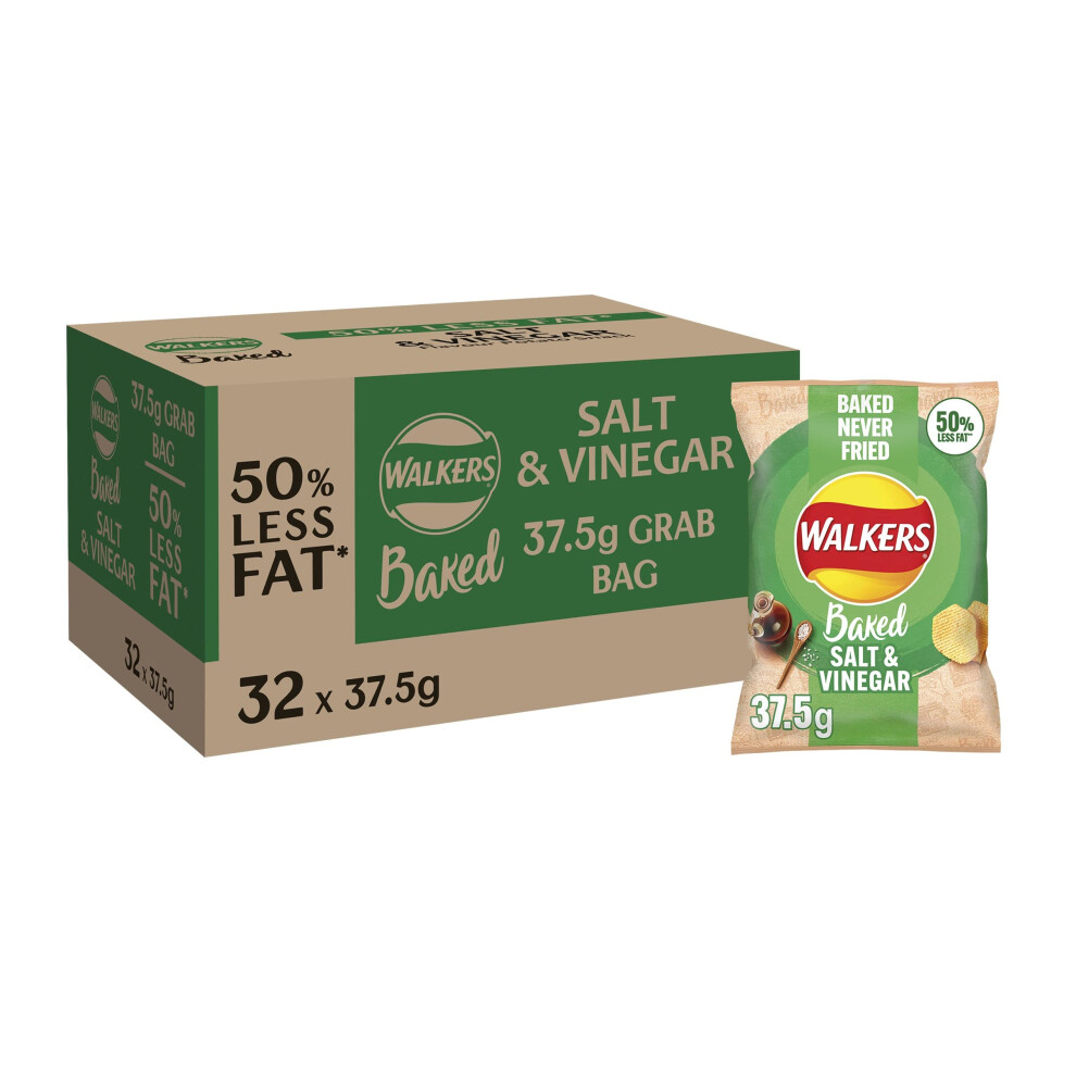 Walkers Baked Salt Vinegar Snacks Crisps 32 X 375G