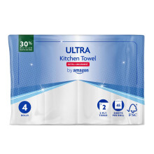 by Amazon ULTRA Kitchen Roll Extra Absorbent 4 Rolls Pack of 1 45 Sheets pe