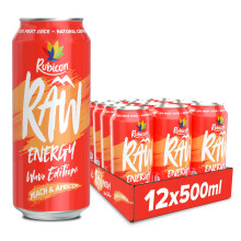 Rubicon RAW 12 Pack Peach Apricot Wave Edition Energy Drink 20 Real Fruit