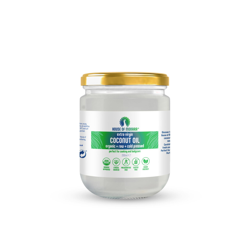 Monara House Of Organic Extra Virgin Coconut Oil Pure, Raw And Cold Pressed 200 Ml