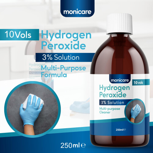 Monicare Hydrogen Peroxide 3% -250ml, 10 Vols, Clear 2