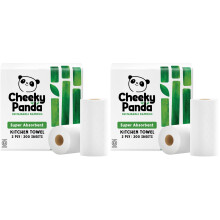 Cheeky Panda Bamboo Kitchen Roll 2 Rolls Naturally Strong Absorbent Plas