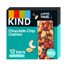 KIND Bars, High Fibre, Gluten Free Snack Bars, Chocolate Chip Cashew, No Artificial Colours, Flavours or Preservatives 12 x 40g