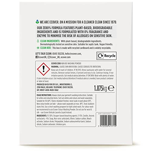 Ecover Ecover Zero NonBio Laundry Detergent Powder For Sensitive Skin Laundry Wash 1
