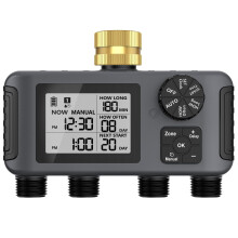 4 Zone Automatic Sprinkler Timer with Waterproof Garden Irrigation Controller and Rain Delay Function