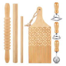Gnocchi Maker Wooden Board and Stamp Set for Dough Texture and Multiple Pasta Shapes