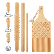 Gnocchi Maker Wooden Board and Stamp Set Pasta Making Tool for Multiple Shapes Home Cooking