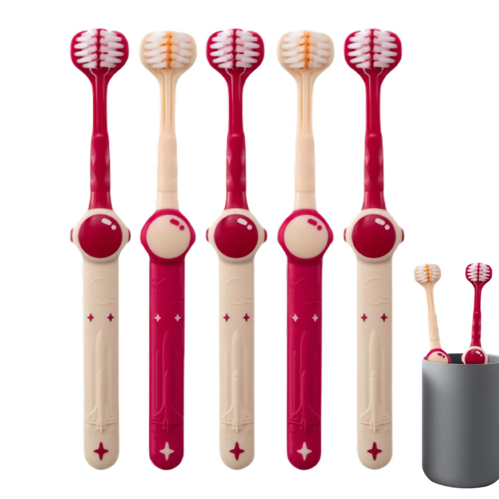 Kids Toothbrush with ThreeSided Cleaning, Extra Soft Bristles, Space Theme, Ages 312
