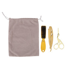 Kit de barbear reutilizável com lâmina e cerdas de fibra, corte preciso e design portátil para longa vida útil, ferramentas duráveis em aço