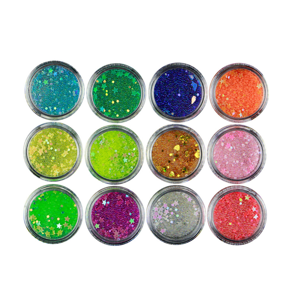 Nail Art Glitter Set With Holographic Shine And Iridescent Shimmer Skin Friendly Chunky Sparkle Powder For Makeup Body Hair Resin Accessories And Epo