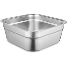 Multi-purpose Washing Bowl for Kitchen, Easy to Clean Stainless Steel Dish Tub with Stackable Inverted Trapezoid Design, Large Square Container for