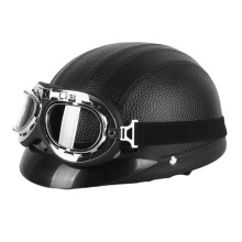 Half Shell Motorcycle Helmet, German Style Motorcycle Half Helmet With Goggles Light Weight Durable Composite Shell, Open Face Helmet with Protection