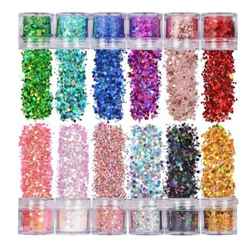 Συλλογή 12 Χρωμάτων Glitter, Ιριδίζουσα Ολογραφική Λάμψη, ΦΩΤΕΙΝΑ ΧΡΩΜΑΤΑ ΥΨΗΛΗ 2