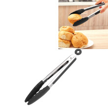 Pinza nera da 9 pollici, antiscottatura, in silicone e acciaio inossidabile, 52-145 g