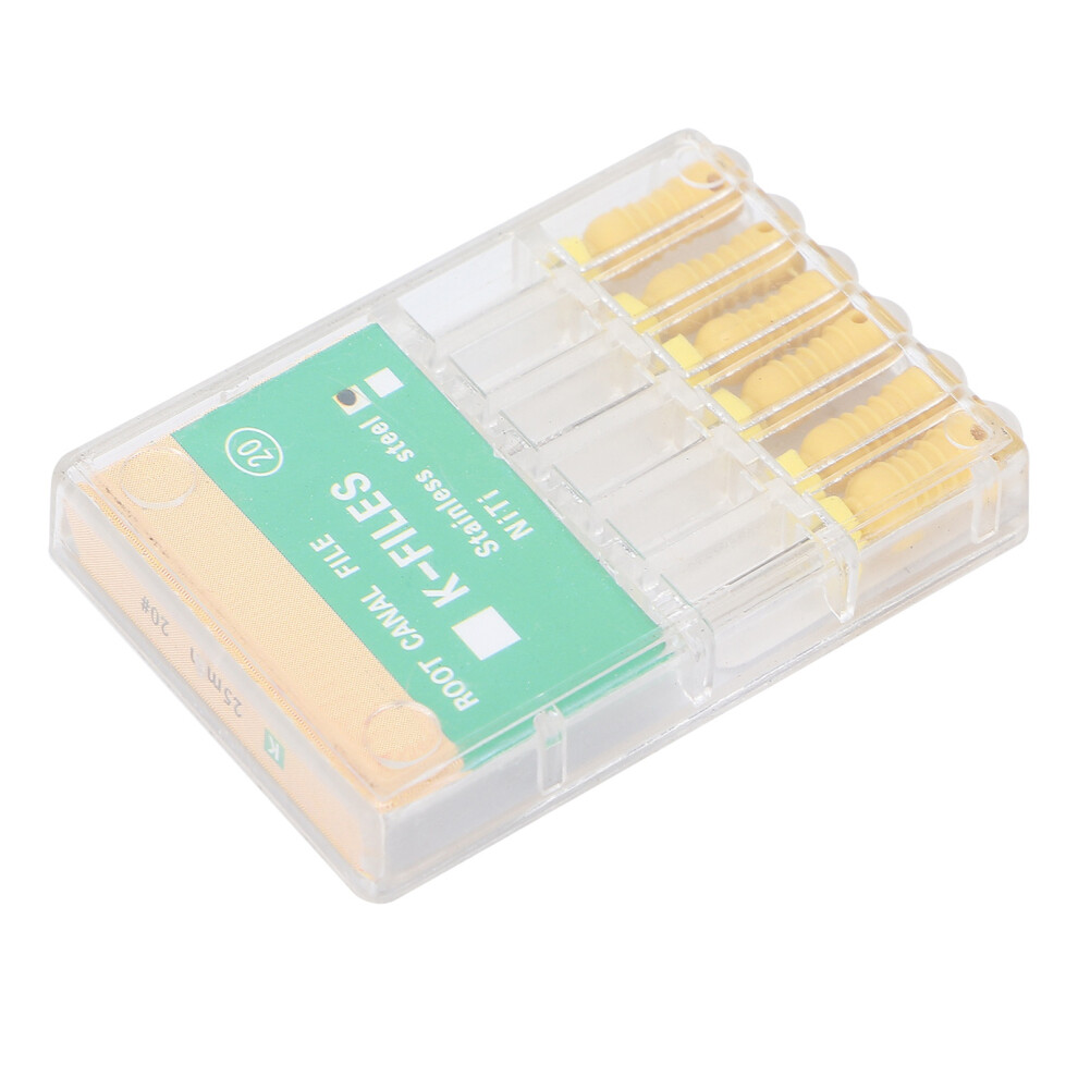 6 Pack Stainless Steel Root Canal Files 25mm for Dental Endo Tool