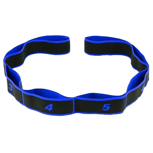 Stretching Strap 8 Loop Elastic For Yoga Exercise Physical Therapy Blue Home Use