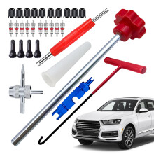 Tire Valve Stem Tool Kit 30 Piece Set with THook Core Remover for Quick Valve Replacement