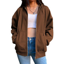 (As show, One size) Sunrain Women's Hoodie Sweatshirt Zip Up Oversized Casual Long Sleeve Coat 90s Vintage Zip Up Jacket Tracksuit