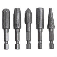 Efficient Rotary Rasp Drill Bits 1/4 Inch Hex Shank Pack of 5 for Steel and Metal Applications