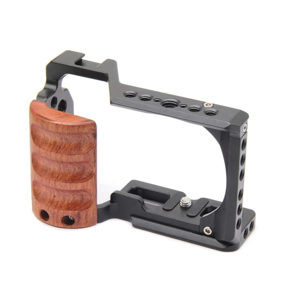 Aluminum Alloy Camera Cage Rig Stabilizer For Sony Zve10 With Wood Handle, Cold Shoe Fittings, Security Cage Cover 9347817283228