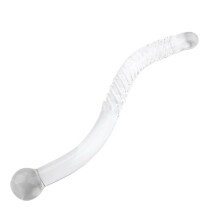 Double Ended Crystal Glass G Spot Dildo for Women, Spiral Design, BodySafe and Temperature Play