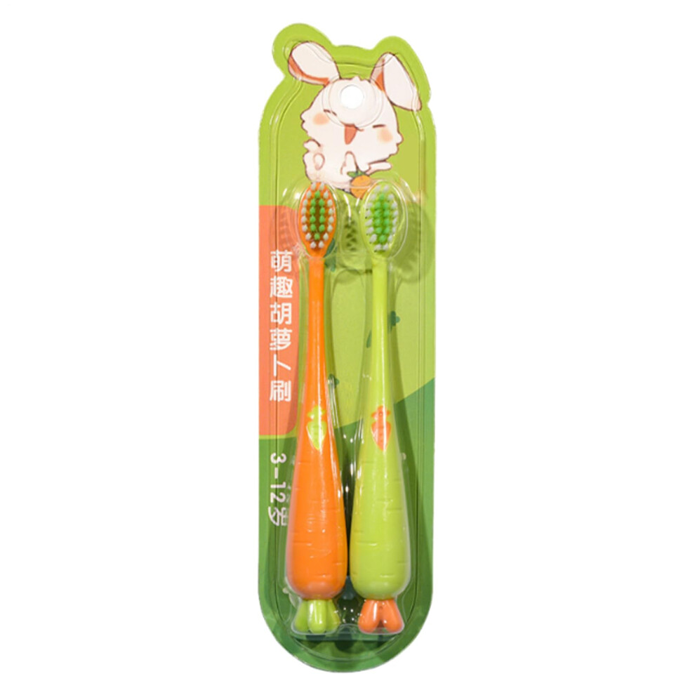 Kids Toothbrush with Cartoon Carrot Design, UltraSoft Bristles for Ages 3+ Girls and Boys