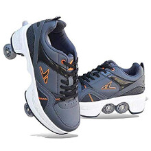 Skeeler Beginner Inline Skates 2In1 Multipurpose Roller Shoes, Adjustable Size, Skateboard Style