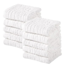 Muslin Baby Washcloths, 100% Cotton Baby Face Towel, Super Soft Newborn Washcloths for Sensitive Skin, Extra Absorbent and Breathable Organic Cotton
