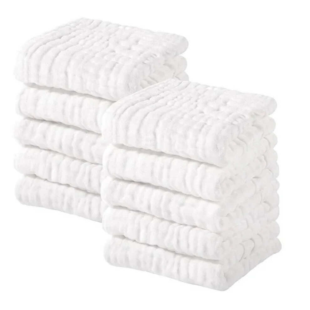 Baby Washcloths Organic Cotton, Super Soft Baby Face Towel for Sensitive Skin, Quick Dry Muslin Burp Cloths, 100% Cotton Newborn Bath Towels, Gentle