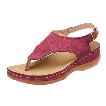 Wedge Sandals For Women, Comfortable Walking Sandals With Arch Support, Breathable Mesh Open Toe Sandals Featuring Non Slip Sole And Embroidered
