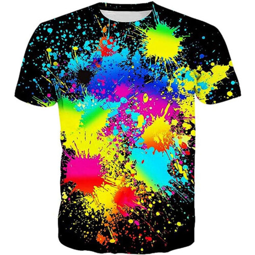 Men's 3D Graphic TShirt Oversize Crew Neck Short Sleeve Black 1