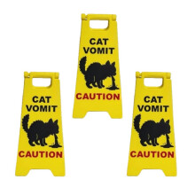 3Pcs Cats Vomit Caution Signs Cats Vomit Warning Signs Desk-C