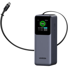 Bateria externa - UGREEN - 165W - USB-A e USB-C - Retrátil - Preto