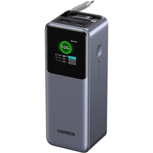Bateria externa - UGREEN - 165W - USB-A e USB-C - Retrátil - Preto 1