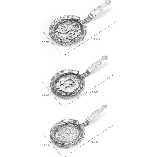 Stainless Steel Cocktail Strainer with Hollow Pattern Design, RustResistant Bartender Tool 2