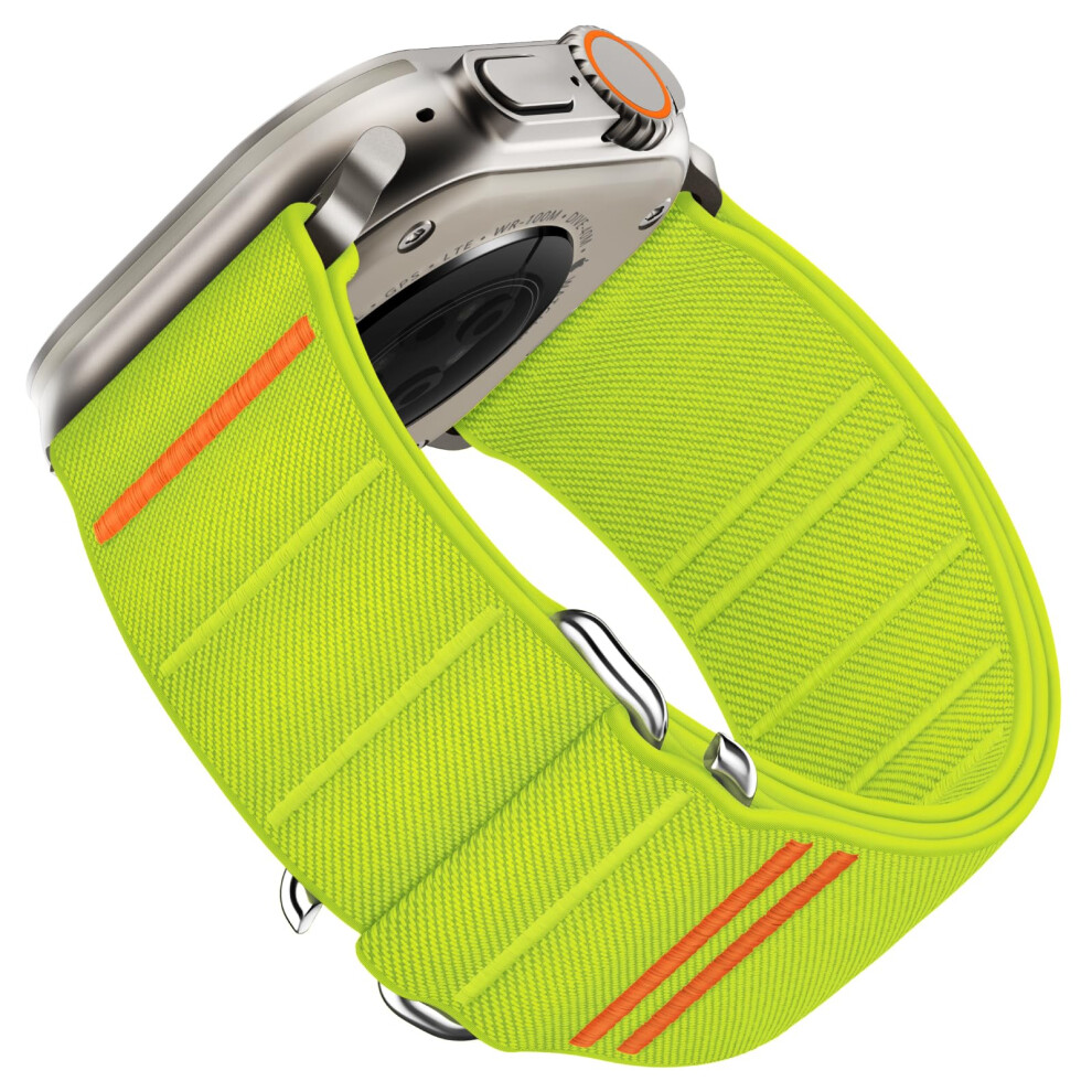 Straps For Apple Watch Ultra, Stretchy Nylon Sport Loop, 4942Mm, Compatible With Ultra 2/Ultra Se Series 103, Fluo Green 9094768642542