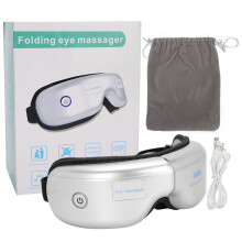 Eyelid Bliss, massasjemoduser øyemaske med Bluetooth-lyd, bærbar og sammenleggbar for reiser, kjølende og varmende massasje for tørre øyne for