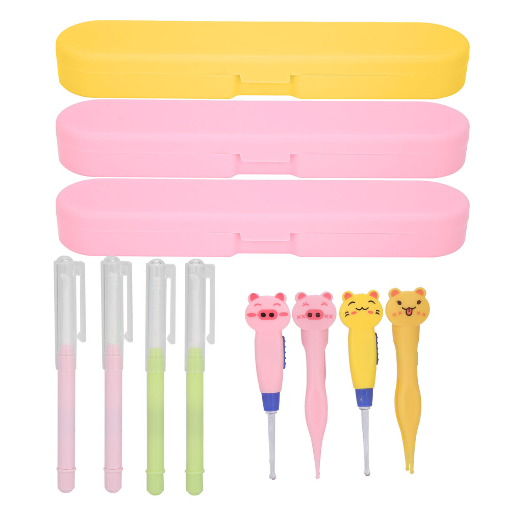 Ear Cleaner with Flashlight Function LED Ear Wax Removal Kit Cartoon Design Dual Purpose Nose Tweezers Ergonomic Grip Heel Lift Inserts for Everyday