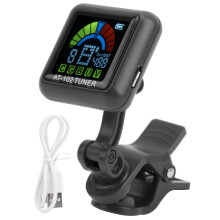 Guitar Tuner Clip on, Built-in Battery USB Rechargeable Instrument Tuner with Vivid Color Screen, Adjustable Height for Optimal Viewing, Wide