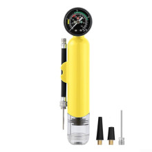 Compact ABS Mini Air Pump With Integrated Pressure Gauge For Basketball Football Volleyball Needle Nozzle Set Yellow