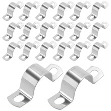 20PCS 25mm Stainless Steel U Shaped Pipe Clips with Dual Holes for Plumbing and Gas Pipes
